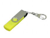 USB 2.0- флешка на 32 Гб с поворотным механизмом и дополнительным разъемом Micro USB (серебристый, желтый)