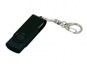 USB-флешка промо на 32 Гб с поворотным механизмом и однотонным металлическим клипом (черный)