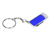 USB 2.0- флешка на 16 Гб с выдвижным механизмом и мини чипом (серебристый, темно-синий)