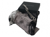 Набор: шелковый платок, браслет (черный, серый, серебристый)