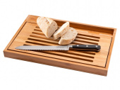 Разделочная доска и нож для хлеба (черный, серебристый, светло-коричневый)