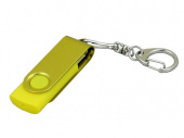 USB 2.0- флешка промо на 64 Гб с поворотным механизмом и однотонным металлическим клипом (желтый, желтый)