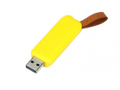 USB 2.0- флешка промо на 32 Гб прямоугольной формы, выдвижной механизм (желтый)