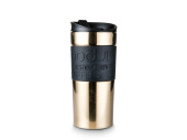 Термокружка TRAVEL MUG STEEL, 350 мл (золотистый, черный)