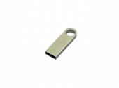 USB 2.0- флешка на 16 Гб с мини чипом, компактный дизайн с круглым отверстием (серебристый)