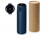Вакуумная термокружка с индикатором и медной изоляцией Bravo, тубус, 400 мл (темно-синий)