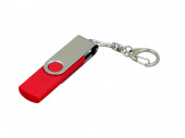 USB 2.0- флешка на 8 Гб с поворотным механизмом и дополнительным разъемом Micro USB (красный, серебристый)
