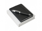 Подарочный набор Embrun: блокнот А6, ручка шариковая (черный, серебристый)