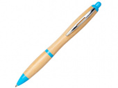 Ручка шариковая Nash из бамбука (голубой, натуральный)