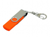 USB 2.0- флешка на 64 Гб с поворотным механизмом и дополнительным разъемом Micro USB (оранжевый, серебристый)
