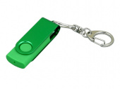 USB-флешка промо на 32 Гб с поворотным механизмом и однотонным металлическим клипом (зеленый, зеленый)