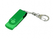 USB-флешка промо на 16 Гб с поворотным механизмом и однотонным металлическим клипом (зеленый, зеленый)