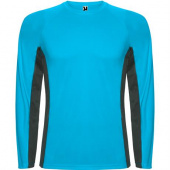 Спортивная футболка SHANGHAI L/S мужская, БИРЮЗОВЫЙ/ТЕМНЫЙ ГРАФИТ S