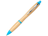 Ручка шариковая Nash из бамбука (натуральный, голубой)