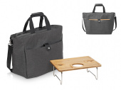 Набор для пикника Fabar сумка-холодильник и бамбуковый столик на ножках (серый, черный, натуральный)