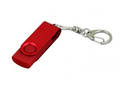 USB 2.0- флешка промо на 16 Гб с поворотным механизмом и однотонным металлическим клипом (красный)