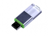 USB 2.0- флешка промо на 16 Гб прямоугольной формы, выдвижной механизм (зеленый)