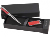 Подарочный набор: ручка шариковая, USB-флешка на 8 Гб (красный, серебристый)