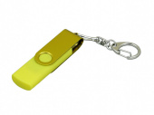 USB 2.0- флешка на 64 Гб с поворотным механизмом и дополнительным разъемом Micro USB (желтый, желтый)