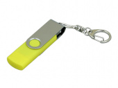 USB 2.0- флешка на 64 Гб с поворотным механизмом и дополнительным разъемом Micro USB (серебристый, желтый)