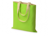 Сумка для шопинга Twin двухцветная из хлопка, 180 г/м2 (зеленое яблоко, натуральный)
