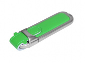 USB-флешка на 64 Гб с массивным классическим корпусом (зеленый, серебристый)