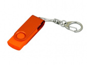 USB 3.0- флешка промо на 64 Гб с поворотным механизмом и однотонным металлическим клипом (оранжевый)