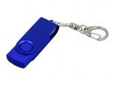 USB-флешка промо на 32 Гб с поворотным механизмом и однотонным металлическим клипом (синий, синий)