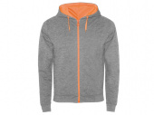 Толстовка на молнии Fuji унисекс (серый меланж, неоновый оранжевый)