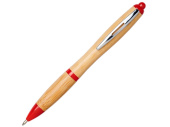 Ручка шариковая Nash из бамбука (натуральный, красный)