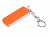 USB-флешка промо на 64 Гб с прямоугольной формы с выдвижным механизмом (оранжевый)
