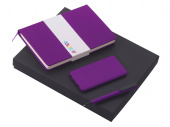 Подарочный набор COLOR IT c блокнотом, ручкой и повербанком, 5000 mAh (фиолетовый, фиолетовый, фиолетовый)