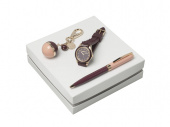 Подарочный набор Bird: брелок, часы наручные, ручка шариковая (бургунди)