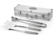 Набор для барбекю в кейсе: лопатка, щипцы, вилка Salvy (серебристый)
