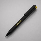 Ручка металлическая шариковая Taper Metal soft-touch (черный, желтый)