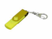USB 2.0- флешка на 32 Гб с поворотным механизмом и дополнительным разъемом Micro USB (желтый, желтый)