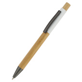 Ручка &quot;Авалон&quot; с корпусом из бамбука и софт-тач вставкой, белый