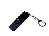USB 2.0/micro USB/Type-С- флешка на 64 Гб 3-в-1 с поворотным механизмом (черный)