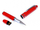 USB 2.0- флешка на 16 Гб в виде ручки с мини чипом (красный)