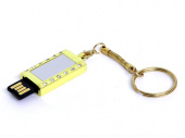 USB 2.0- флешка на 16 Гб Кулон с кристаллами и мини чипом (золотистый, серебристый)