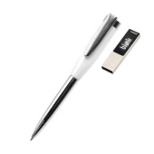Ручка металлическая Memphys c флешкой, белая