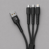 Дата-кабель Armor 3 в 1: micro USB, USB-C, Ligthning, 1.2м (черный)