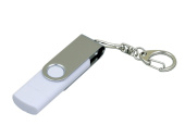 USB 2.0- флешка на 16 Гб с поворотным механизмом и дополнительным разъемом Micro USB (белый, серебристый)