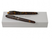 Подарочный набор Panache Ecaille: ручка перьевая, ручка роллер (коричневый)