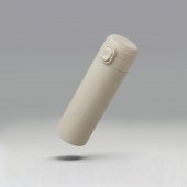 Вакуумная термокружка c кнопкой Guard, soft-touch, 400 мл, тубус (бежевый)