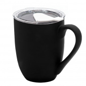 Кружка с крышкой Velvet Duo, софт-тач, чёрная/белая