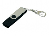 USB 2.0- флешка на 16 Гб с поворотным механизмом и дополнительным разъемом Micro USB (черный, серебристый)