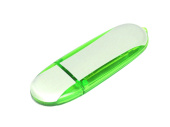 USB 2.0- флешка промо на 32 Гб овальной формы (серебристый, зеленый)