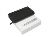 Подарочный набор Embrun: дорожный кошелек, ручка шариковая (черный, серебристый)