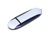 USB 2.0- флешка промо на 32 Гб овальной формы (серебристый, черный)